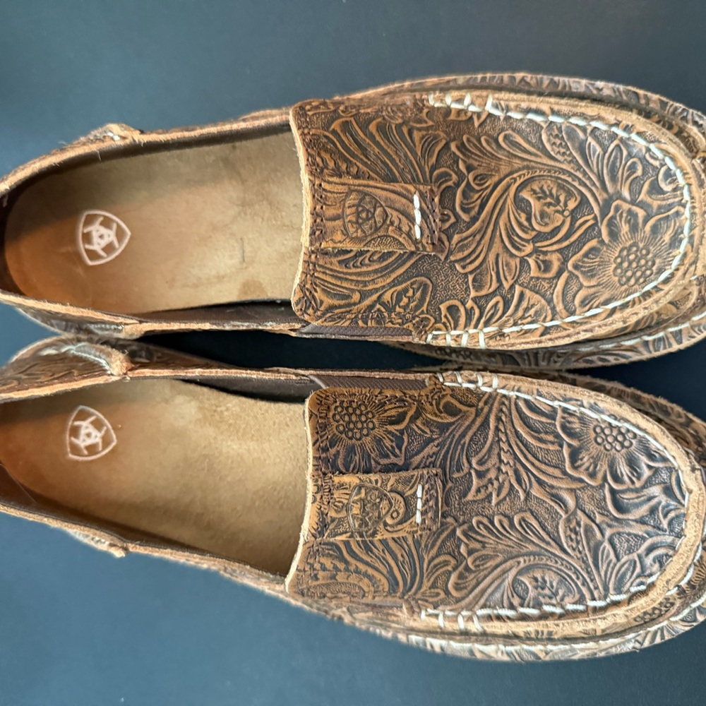 Ariat Brown Tooled Cruiser Slip-On Loafers Womens